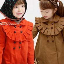 韩版童装女童外套2013冬装新款儿童双排扣呢子夹棉大衣儿童棉衣