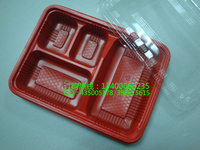 红黑快餐盒外卖盒食品盒便当盒一次性饭盒黄白四格100套特价_250x250.jpg
