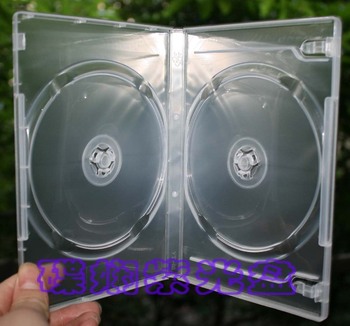 长方形双碟装CD/DVD盒 透明双面盒子CD盒 光盘盒 有膜可插页0.88