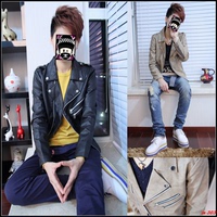 新款男士韩版修身 酷炫皮衣 皮夹克 机车皮衣 翻领短款 多拉链款_250x250.jpg