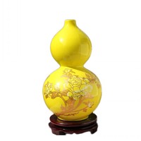 景德镇陶瓷家居装饰摆件现代工艺花瓶花器创意摆设黄色葫芦瓶包邮_250x250.jpg