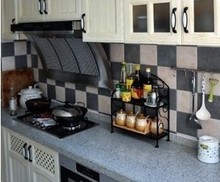 欧式铁艺厨房置物架 厨房架 调料架 两层置物架 落地厨房收纳架