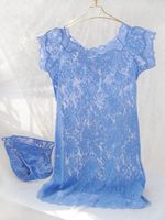 香港正品代购维多利亚的秘密新款蓝色蕾丝短袖套头性感睡衣家居服_250x250.jpg