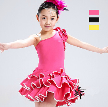 儿童拉丁舞服装秋冬女拉丁舞弹力带连衣裙比赛考级现代舞蹈练功服