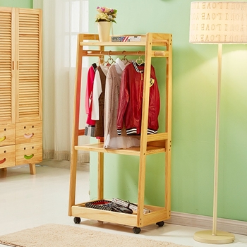 实木衣帽架 落地衣架 卧室简易挂衣架可移动时尚创意木质衣服架子