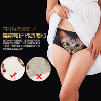 2015新品3D放走光猫头女学生内裤 无痕冰丝三角高弹力舒适包臀裤