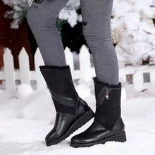 2016冬季新女士雪地靴防滑松糕底中筒加厚羊皮毛一体真皮保暖女靴