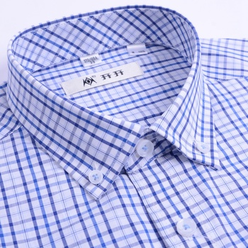 2015夏季新款开开薄短袖衬衫男士商务休闲纯棉免烫中青年格子衬衣