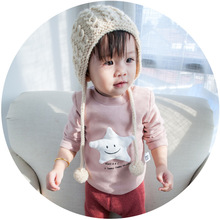 MINI贝贝城 婴幼宝宝加绒上衣 16冬季新品立体星星圆领儿童上装