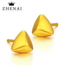 珍艾 三角形 新品金女士黄金耳钉 3D硬金耳环 人气推荐 包邮