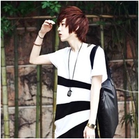 2015夏季新款男士个性黑白条纹T恤短袖韩版英伦男款修身衫衣体恤_250x250.jpg