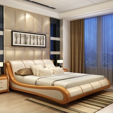 适宜居皮床小户型皮艺床1.8米双人床婚床可定制储物真皮床软床