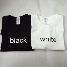 芙惠制衣：white和black颜色字母T恤短袖男女纯棉背心简单的一夏