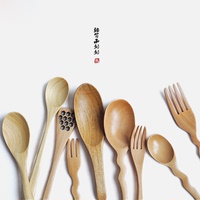 lototo日式简约原木勺子咖啡勺宝宝勺木叉子小汤勺饭勺无漆勺家用_250x250.jpg