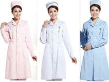 女护士服长袖圆领白大褂冬装蓝色粉色白色美容师美容服药店工作服