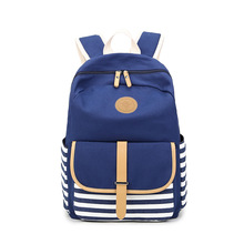 school bag backpack海军条纹双肩背包  书包 学生双肩包女包