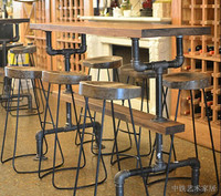 铁艺餐厅桌椅组合实木复古咖啡厅餐桌椅特色实木奶茶店酒吧桌椅_250x250.jpg