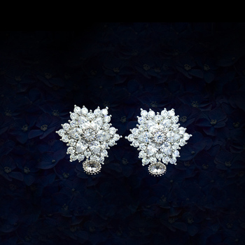 韩版时尚气质S925银耳钉镶钻锆石水晶花朵耳饰耳坠女防过敏礼物