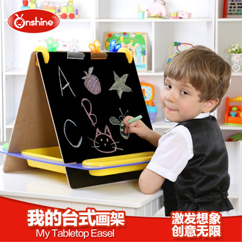 台式桌面迷你双面画板画架 儿童画架 宝宝黑白板 折叠含纸