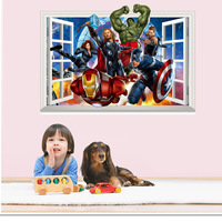 复仇者联盟儿童房假窗户墙贴纸3d立体创意客厅沙发背景墙装饰壁画_250x250.jpg