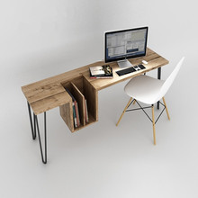 美式loft实木铁艺办公长桌北欧个性书桌原木桌工作台会议桌电脑桌