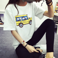 小黄车巴士 夏季新款韩版短袖T恤女宽松大码显瘦百搭上衣打底衫_250x250.jpg