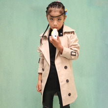 女童韩版风衣2015春秋最新款儿童中大童大衣外套双排扣中长款风衣