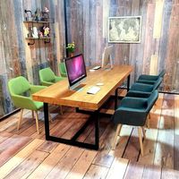 美式纯实木餐桌 北欧休闲办公桌椅铁艺复古椅组合简约长方形LOFT_250x250.jpg