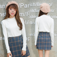 毛衣女装学院风中高领长袖套头毛衫 冬季韩版短款针织衫