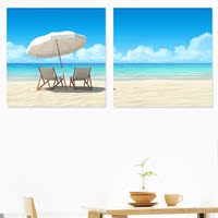 地中海风格装饰画客厅沙发背景墙画餐厅无框双联大海沙滩风景挂画_250x250.jpg