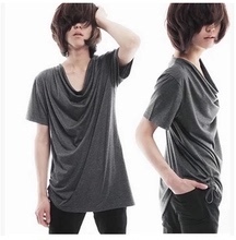 2015新款韩版英伦宽松男士夏装T恤衫男短袖男装垂领发型师上衣潮