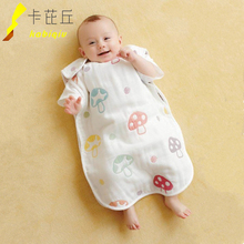 日本春夏睡袋秋蘑菇纱布纯棉六层防踢被无袖婴儿宝宝空调薄款包邮