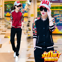 2016白色红色黑色韩版秋季新款 显瘦修身印花棒球服运动套装女_250x250.jpg