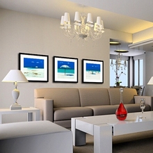 马尔代夫 地中海沙滩美景画现代风格客餐厅工装风景装饰画
