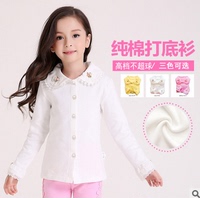 新款品牌女童纯棉娃娃领纯色简约针织长袖衬衫打底衫 特价包邮_250x250.jpg
