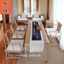 老榆木茶桌实木免漆仿古禅意功夫茶台现代新中式原木茶桌椅组合
