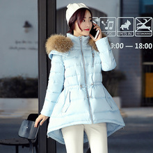 2016冬季新款韩版军工装女式中长款迷彩羽绒服女款带帽加厚大码