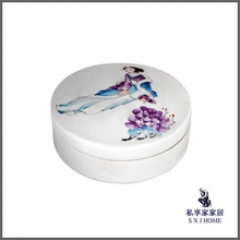 圆形白色陶瓷盖罐 茶艺茶罐 中式样板间摆件 软装饰品 客厅摆件