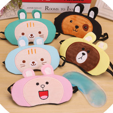 韩版儿童可爱卡通兔子毛绒透气冰敷护眼罩 学生遮光睡眠冰袋眼罩