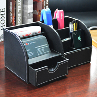高档皮革桌面收纳储物盒 创意多功能笔筒 韩国黑色文具杂物整理盒_250x250.jpg