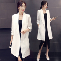 2015春秋装新款韩版修身七分袖中长款薄款西装风衣外套女士潮女装_250x250.jpg