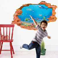 秒杀海洋馆墙贴纸海底世界创意3d立体穿墙卡通卧室客厅墙壁装饰画_250x250.jpg