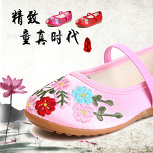 老北京儿童绣花鞋 布鞋 女童室内 舞蹈鞋民族风童鞋软牛筋底