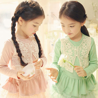 儿童长袖打底衫2-3-4岁6-7女童T恤假两件 2015春秋装韩版蕾丝童装_250x250.jpg