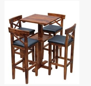 特价包邮 碳化实木桌椅 酒吧桌椅套件 吧凳吧台 高脚桌凳