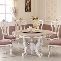 欧式餐桌 天然大理石餐桌椅组合6人法式实木餐桌白色圆桌饭桌双层_250x250.jpg