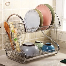 S型碗架厨房碗架双层碗架不锈钢置物架厨房置物架碗碟架碗架包邮