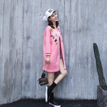 2016秋装新款时尚欧版太空棉外套 女式中长款风衣