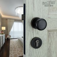米莱米正品圆形室内门锁美式仿古黑色圆形门把手欧式分体式锁_250x250.jpg