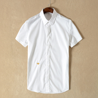 蜜蜂系列 商务休闲衬衫 男士修身短袖白衬衫男 黑白纯色 短袖衬衣_250x250.jpg